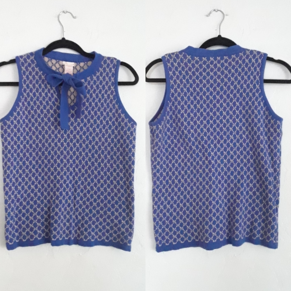 Tulle blue and cream cotton sweater vest Size medium    L